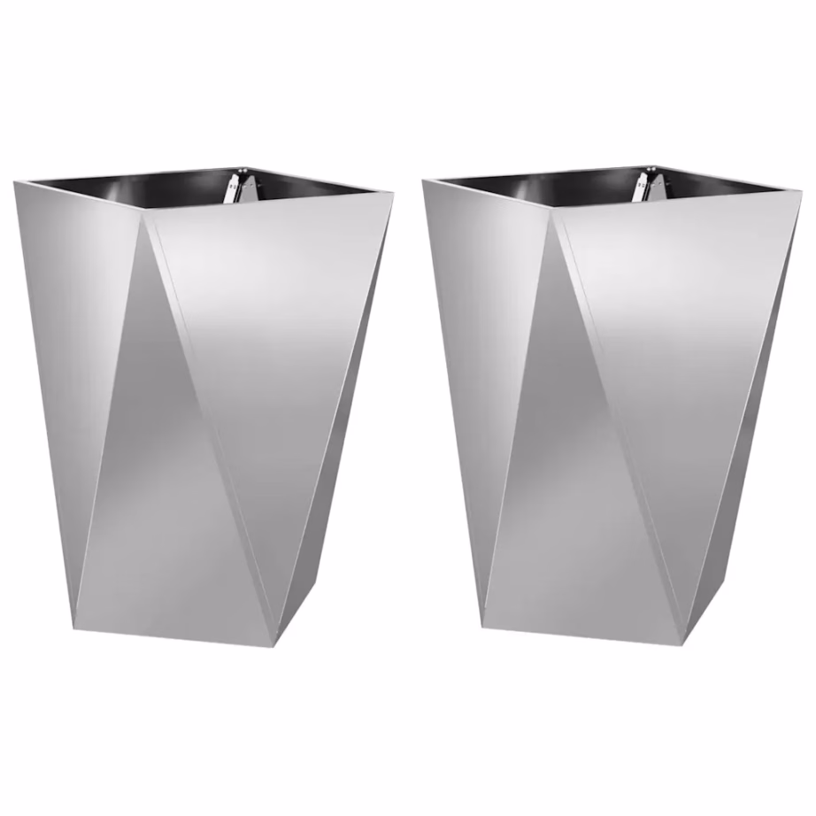 Hõbedased tsinkterasest taimekastid, 2 tk, 50 x 50 x 75 cm – 2