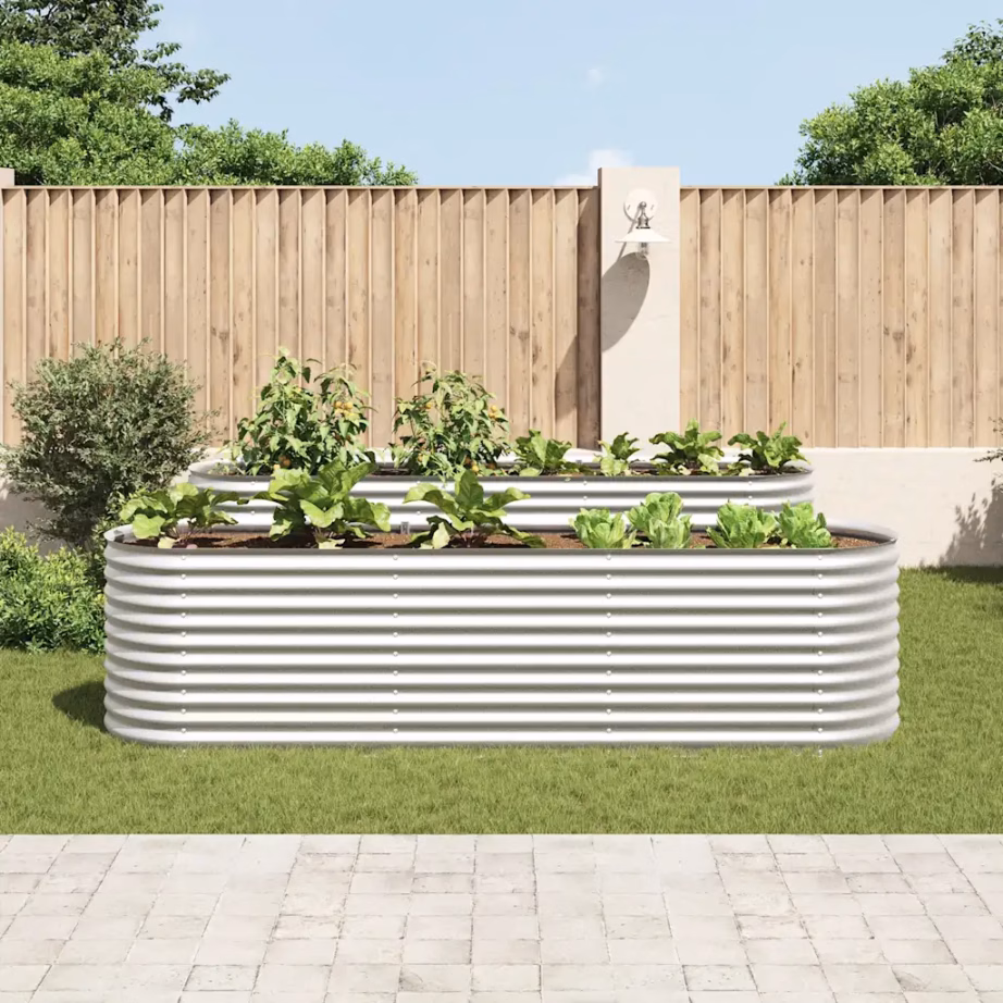 Tsingitud terasest taimelava, hõbedane, 320 x 80 x 81 cm – 3