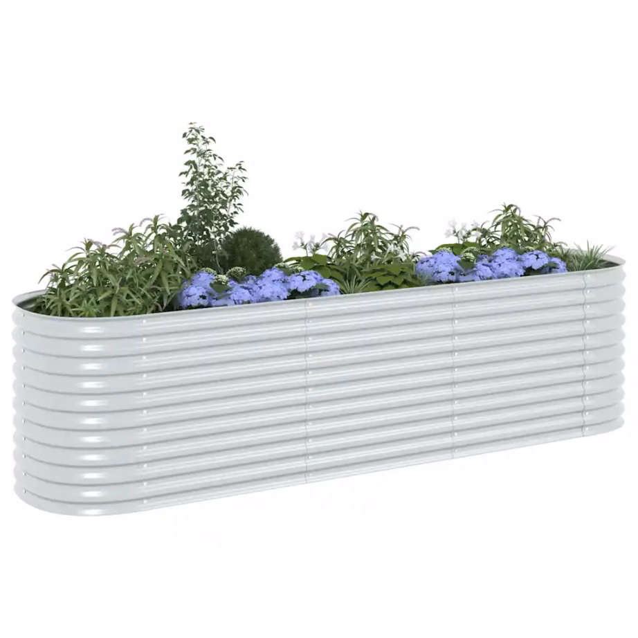 Tsingitud terasest taimelava, hõbedane, 320 x 80 x 81 cm – 4