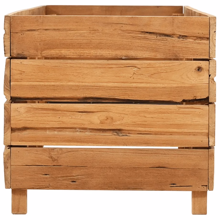 Taimelava terasest riiuliga, ümbertöödeldud tiigipuidust, 150 x 40 x 38 cm – 4