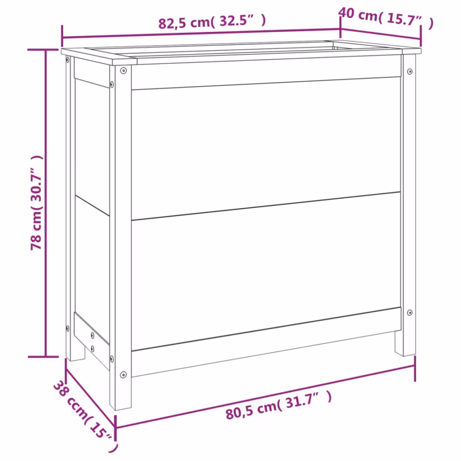 Aia taimekast männipuidust, meekarva, 82,5 x 40 x 78 cm – 9
