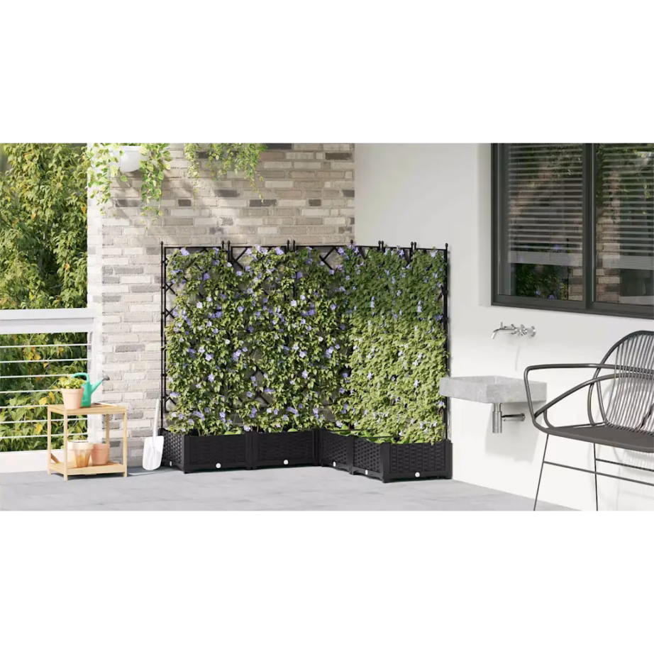 Terasest aia istutuskastid trellisega, 5 tk, must, 120 x 120 x 125,5 cm – 4