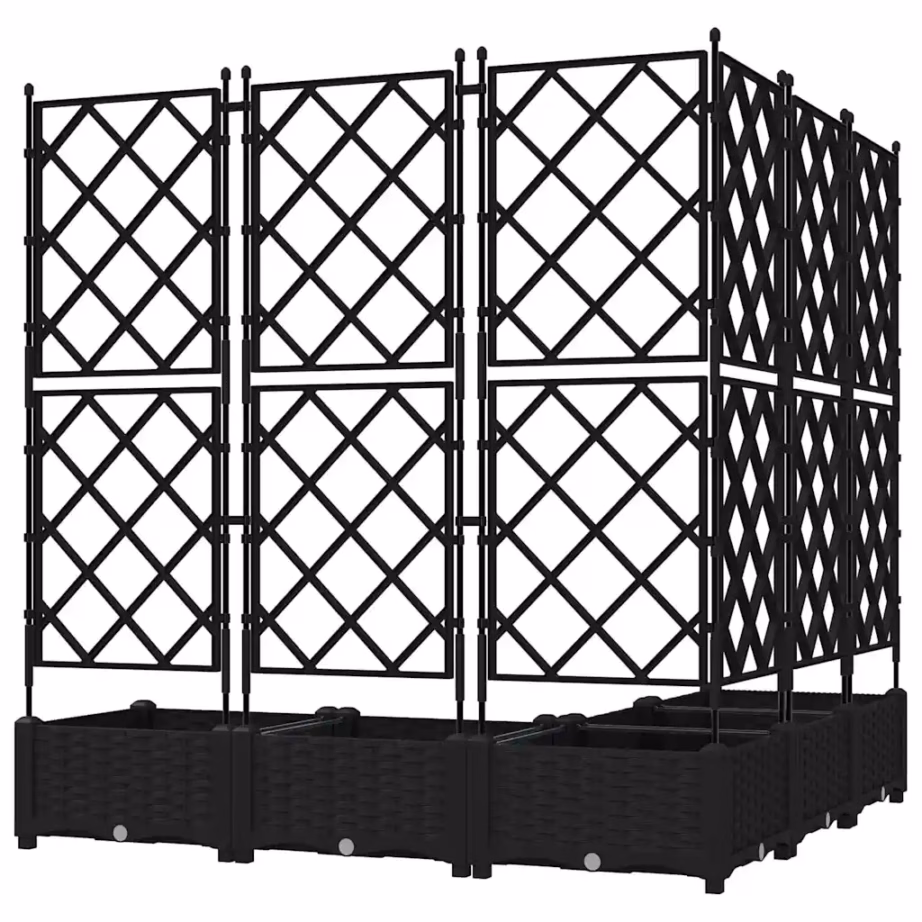 Terasest aia istutuskastid trellisega, 5 tk, must, 120 x 120 x 125,5 cm – 6