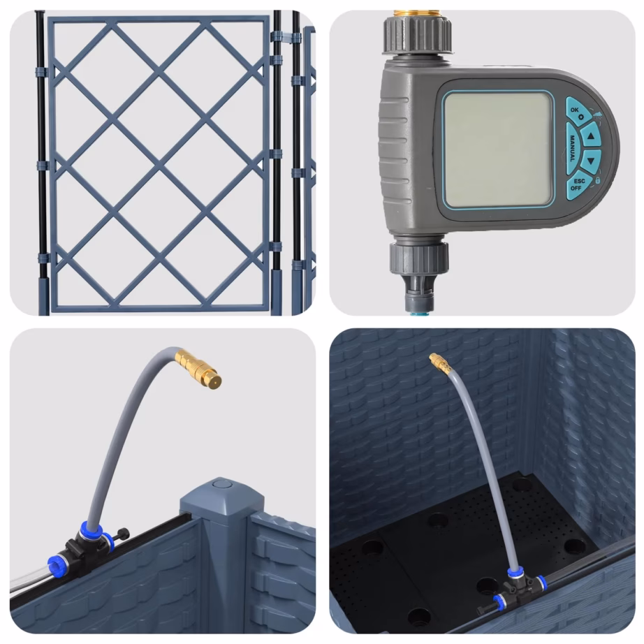 Aia istutuskast ronitaimede tugiraamiga, hall teras, 40 x 40 x 142 cm – 7