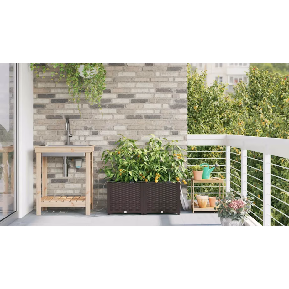 Aia istutuskastid isekastmissüsteemiga, 2 tk, pruun teras, 80 x 40 x 37,5 cm – 4