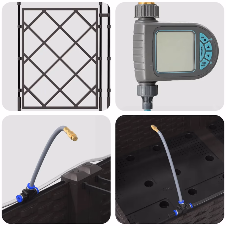 Terasest aia istutuskastid kastmissüsteemiga, 5 tk, pruun, 120 x 120 x 126 cm – 8