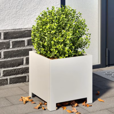 Terasest aia taimekast põhjaga, valge, 30 x 30 x 30 cm