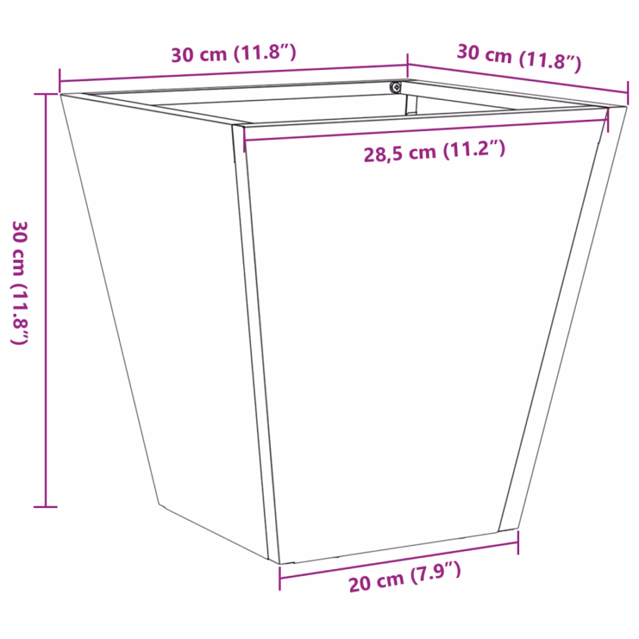 Terasest aia taimekastid põhjaga, 2 tk, antratsiithall, 30 x 30 x 30 cm – 12