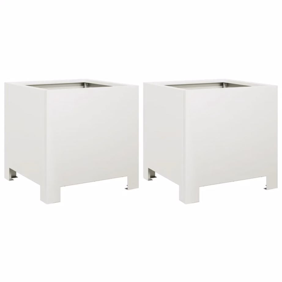 Terasest aia taimekastid põhjaga, 2 tk, valge, 30 x 30 x 30 cm – 2