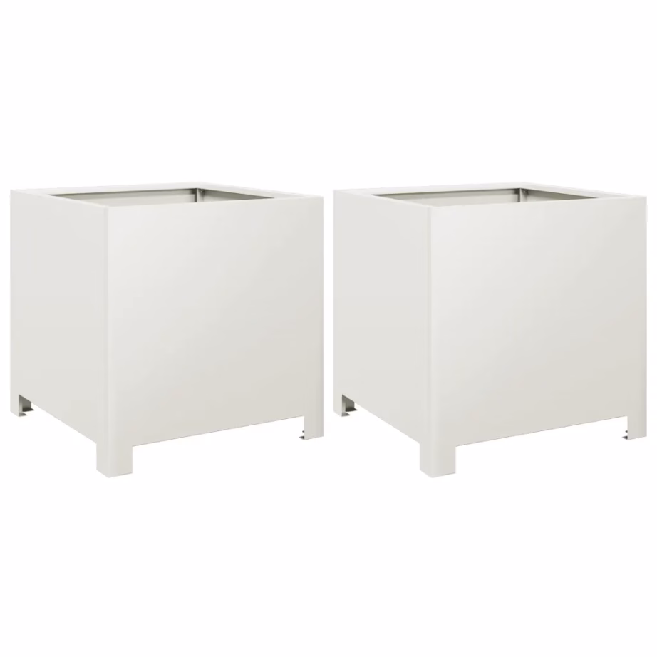 Terasest aia taimekastid põhjaga, 2 tk, valge, 40 x 40 x 40 cm – 2