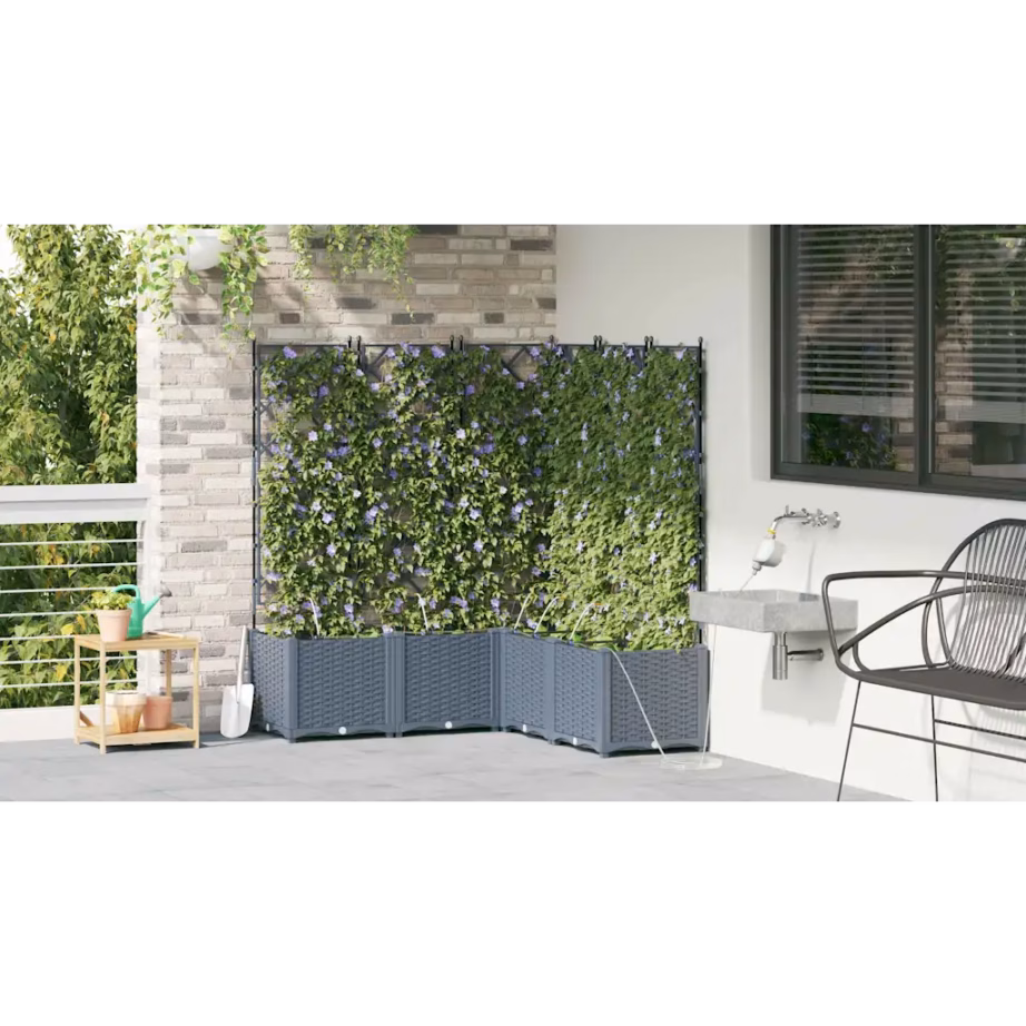 Terasest aiapottide komplekt kastmissüsteemiga, 5 tk, helehall, 120 x 120 x 142 cm – 4