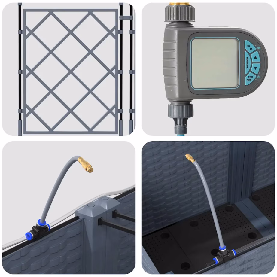 Terasest aiapottide komplekt kastmissüsteemiga, 5 tk, helehall, 120 x 120 x 142 cm – 8