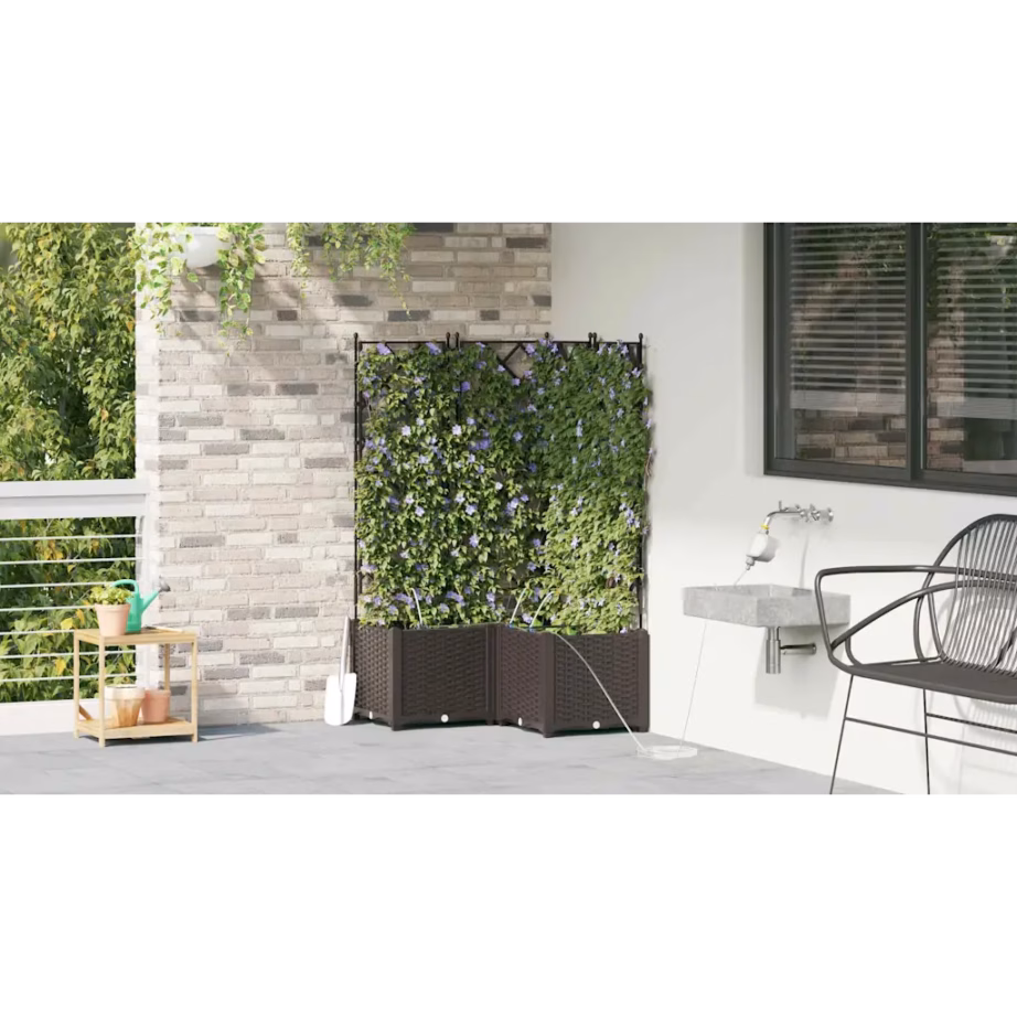 Pruun terasest aiamoodulistutuskast võrega ja kastmissüsteemiga, 3 tk, 80 x 80 x 142 cm – 4