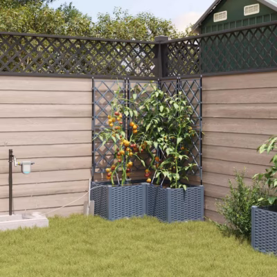 Aia istutuskastid trelliga, 3 tk, helehall teras, 80 x 80 x 142 cm