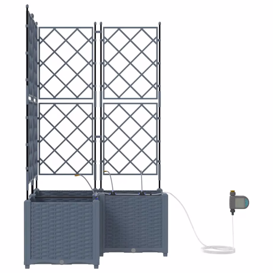 Aia istutuskastid trelliga, 3 tk, helehall teras, 80 x 80 x 142 cm – 6