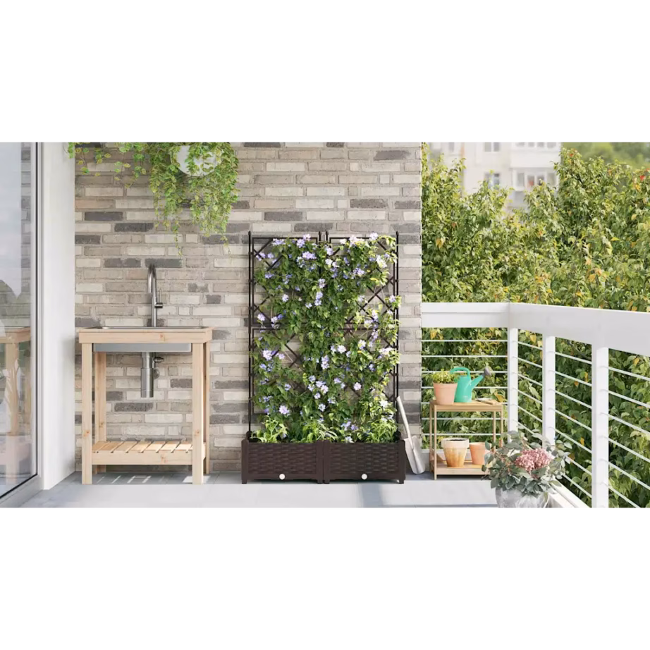 Pruun terasest istutuskast trellisega, 2 tk, 80 x 40 x 125,5 cm – 4