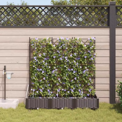 Pruun terasest istutuskast trellise ja kastmissüsteemiga, 3-osaline, 120 x 40 x 126 cm