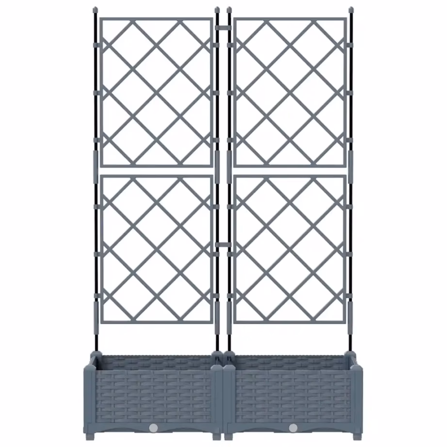Terasest istutuskastid trellisega, 2 tk, helehall, 80 x 40 x 125,5 cm – 5