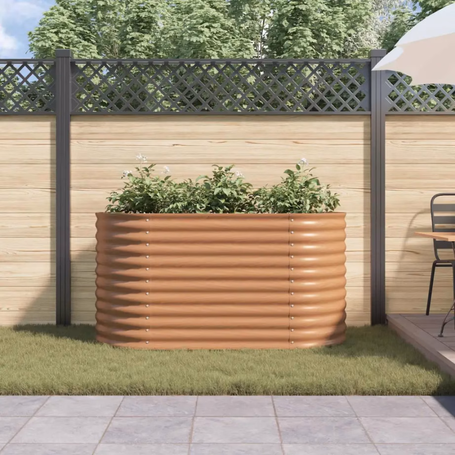 Terasest kõrge aiapeenar, pruun, 160 x 80 x 81 cm – 4