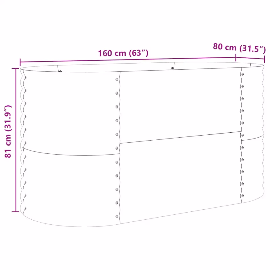 Terasest kõrge aiapeenar, pruun, 160 x 80 x 81 cm – 10