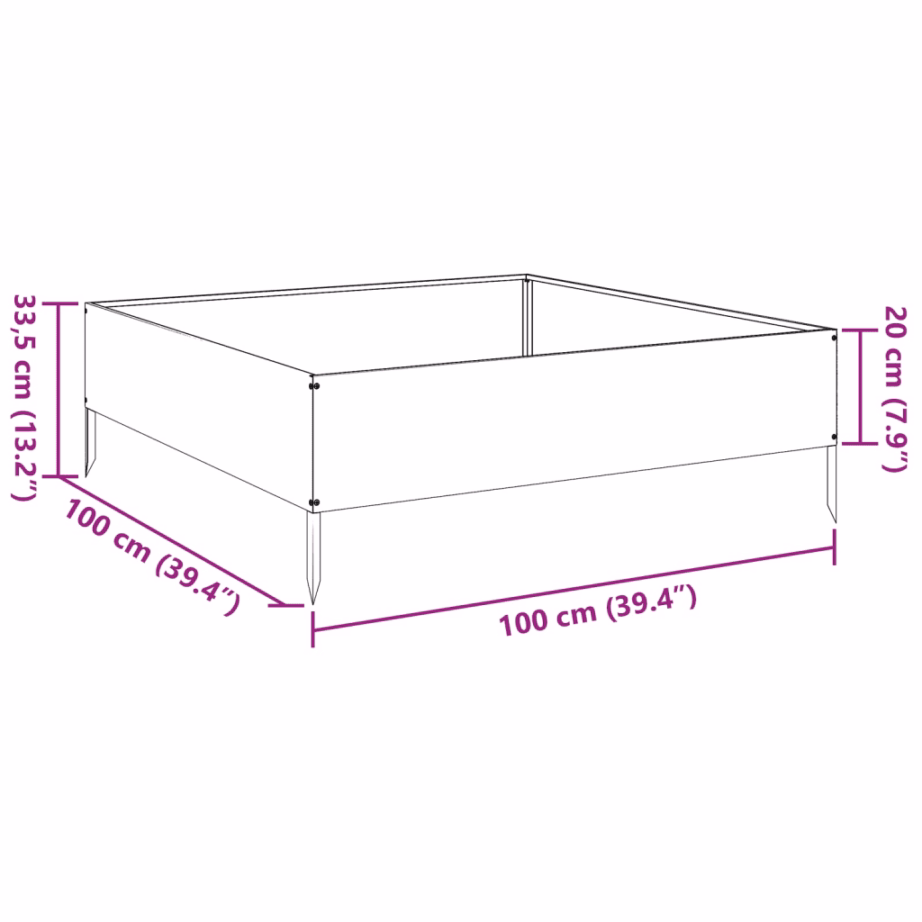 Terasest kõrgendatud taimelava, avatud põhjaga, antratsiithall, 100 x 100 x 33,5 cm – 10