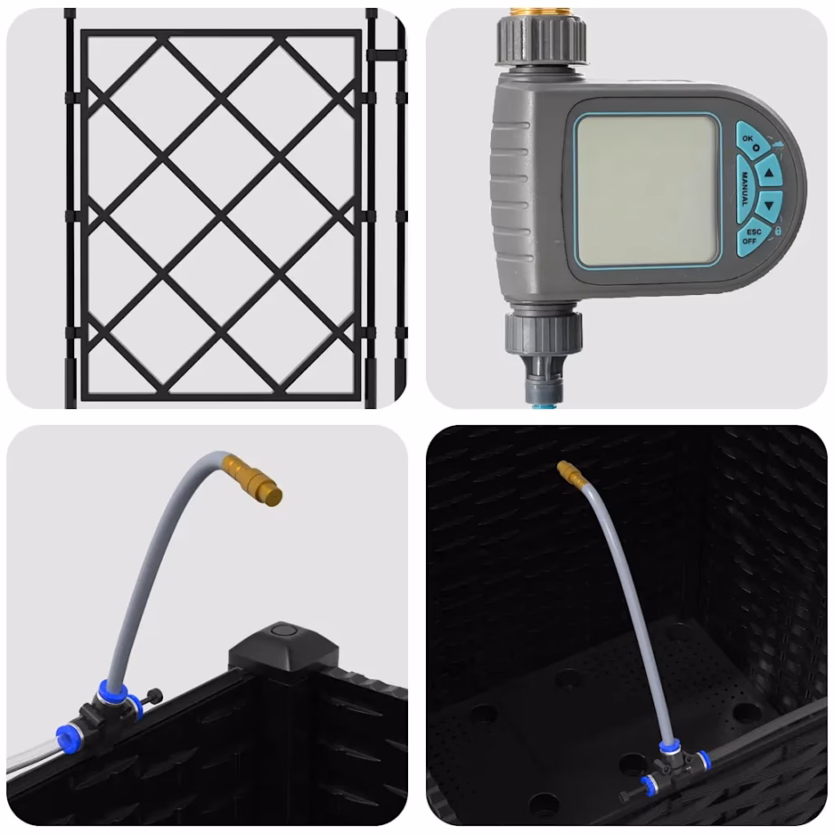 Terasest aiastutuskast kastmissüsteemiga, must, 40 x 40 x 142 cm – 9