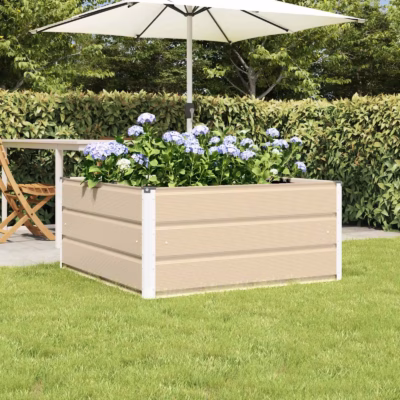 Terasest taimekast, beež, valge raamiga, 100 x 100 x 45 cm