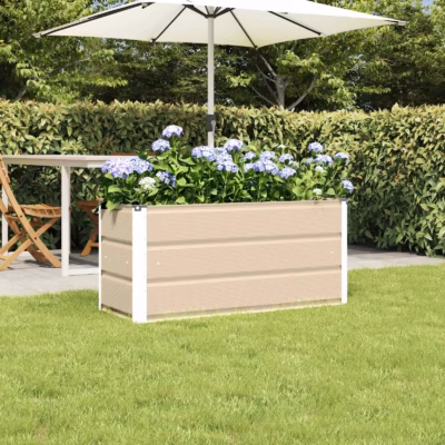 Terasest taimekast 100 x 40 x 45 cm, beež-valge