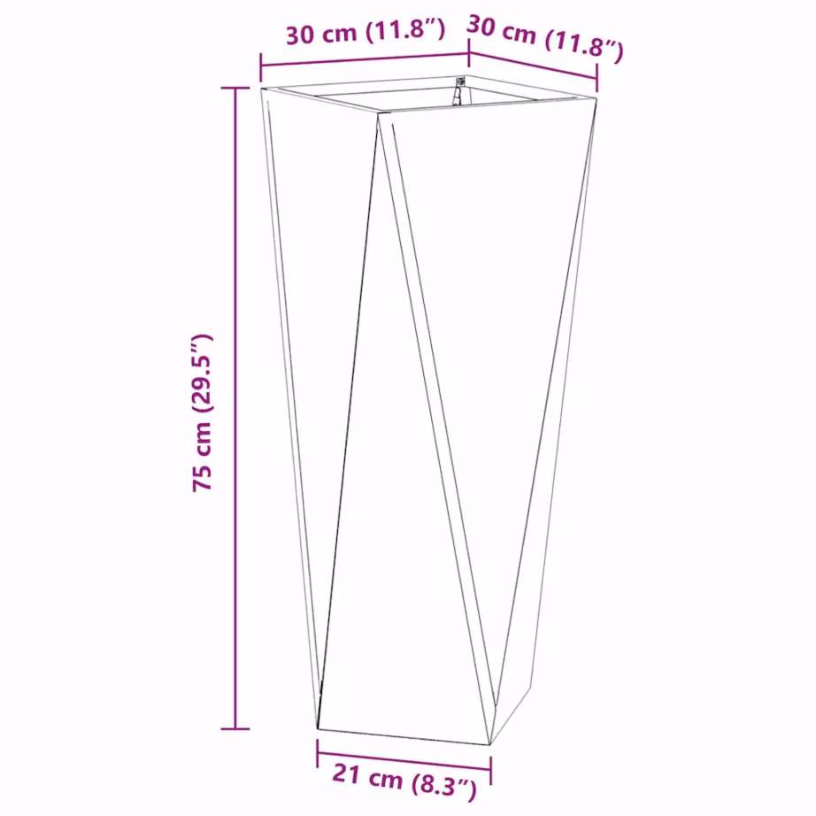 Kõrge terasest taimekast, 2 tk, valge, 30 x 30 x 75 cm – 11