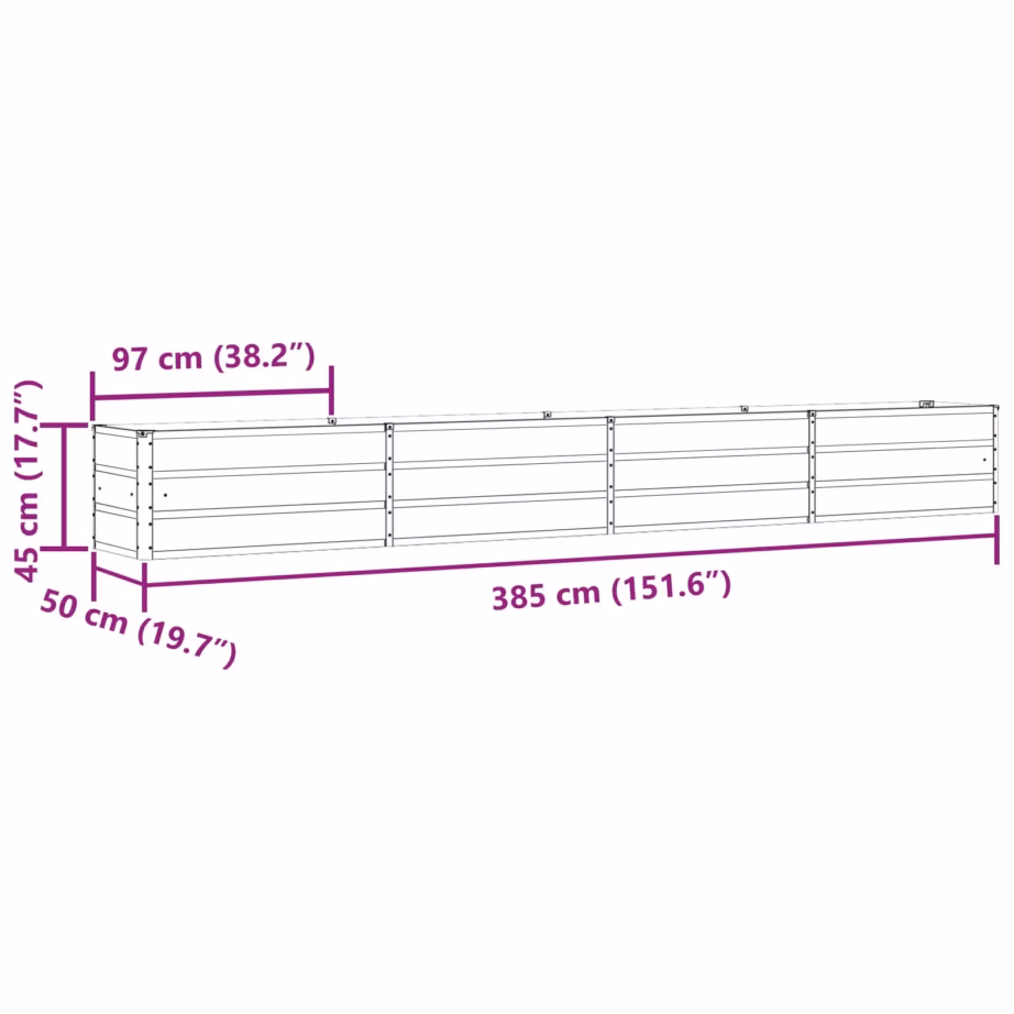 Antratsiitne kuumtsingitud terasest taimekast, 480 x 50 x 45 cm – 6