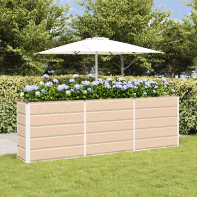 Beež terasraamiga taimekast plastikpaneelidega, 160 x 40 x 75 cm