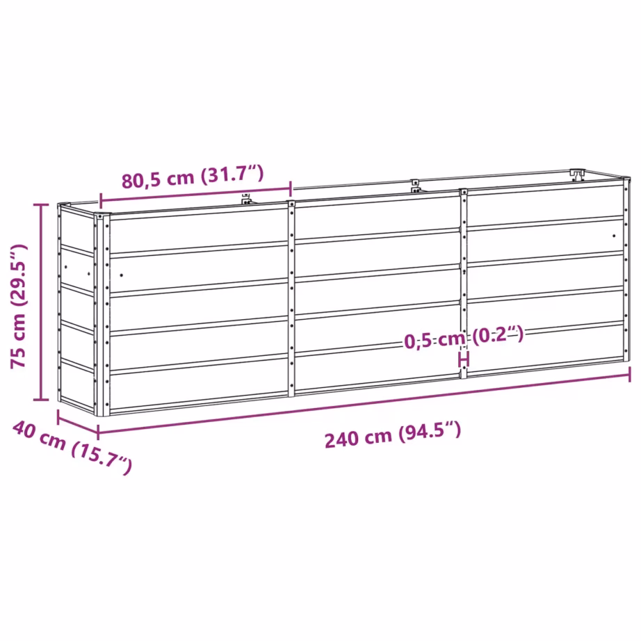 Beež terasraamiga taimekast plastikpaneelidega, 160 x 40 x 75 cm – 7