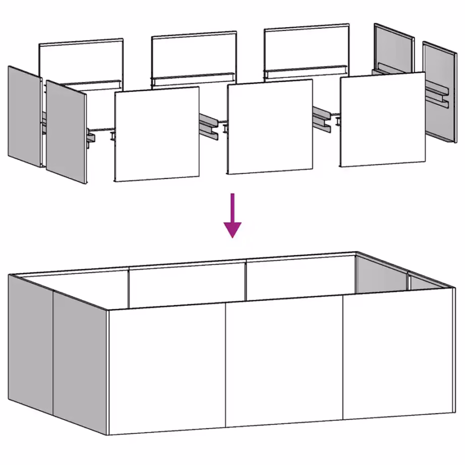 Külmvaltsitud terasest taimekast avatud põhjaga, antratsiithall, 120 x 80 x 40 cm – 6