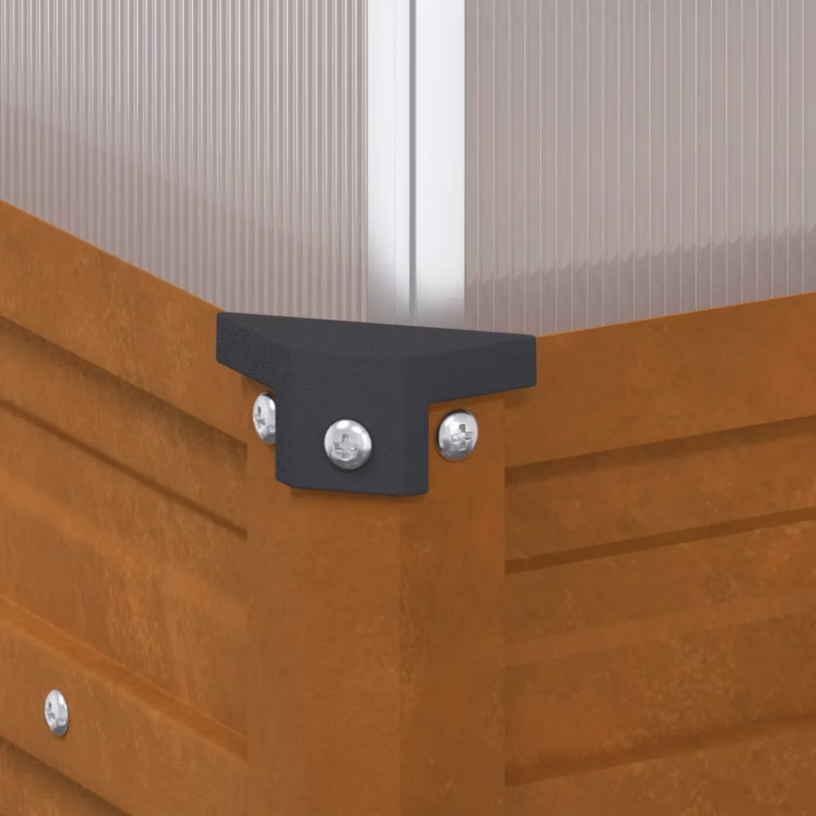 Ilmastikukindel terasest taimekast kasvuhoonega, pruun, 100 x 100 x 77/67 cm – 10