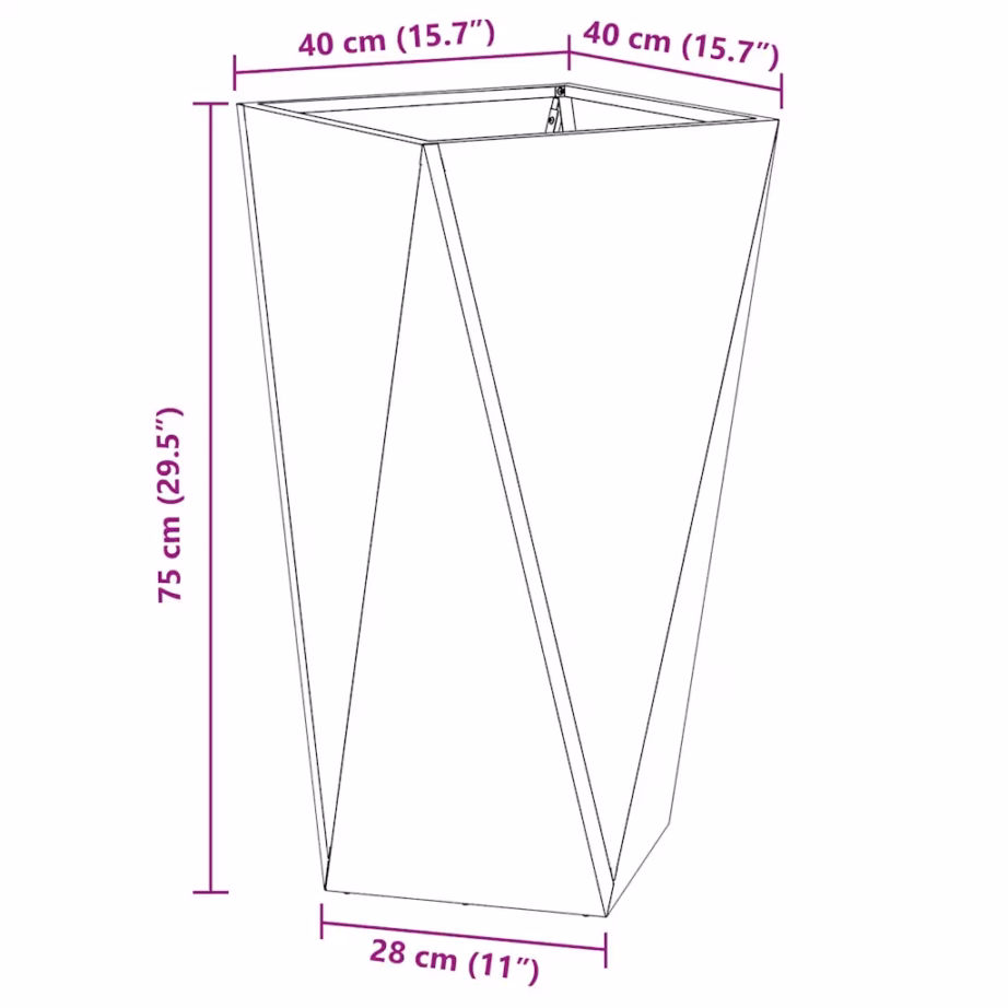 Kõrge terasest taimekast, oliivroheline, 40 x 40 x 75 cm – 10