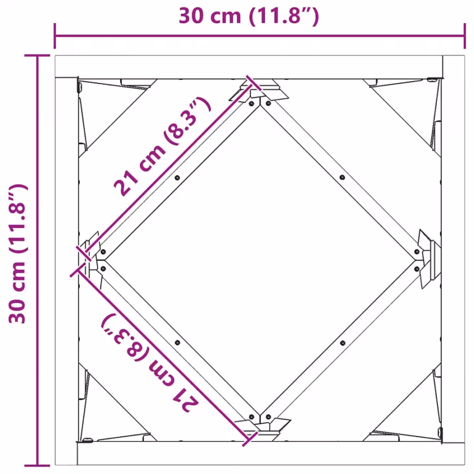 Terasest taimekast roostetoonis, 30 x 30 x 30 cm – 13