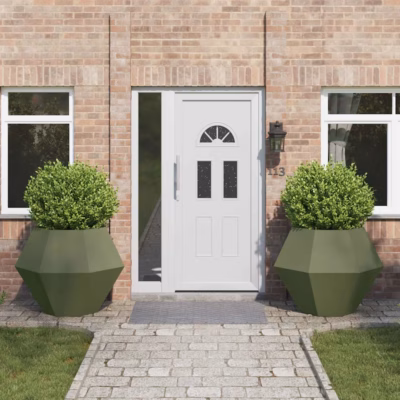 Terasest taimekastid, 2 tk, oliivroheline, 100 x 100 x 80 cm