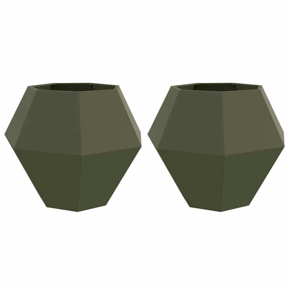 Terasest taimekastid, 2 tk, oliivroheline, 100 x 100 x 80 cm – 2