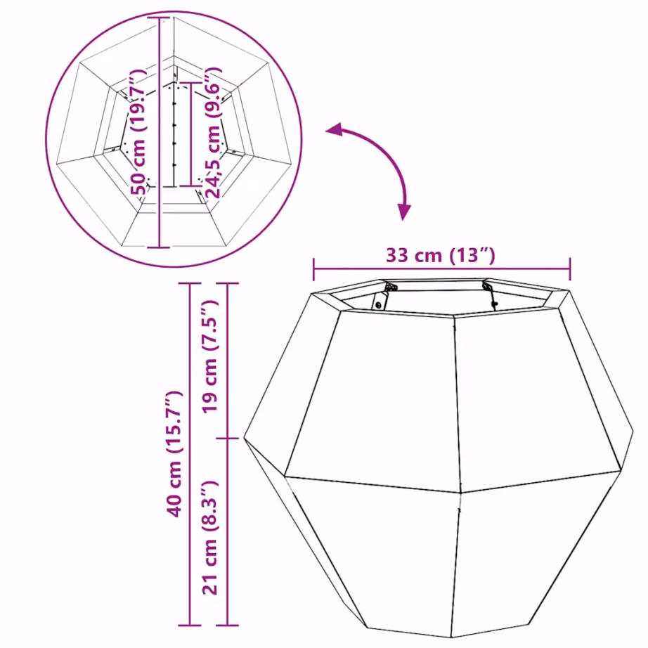 Terasest taimekastid, 2 tk, rooste, 50 x 50 x 40 cm – 13