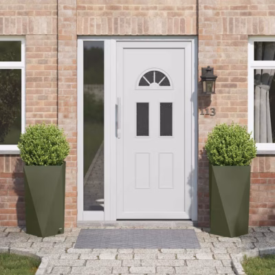 Terasest taimekastid, 2 tk, oliivroheline, 40 x 40 x 75 cm