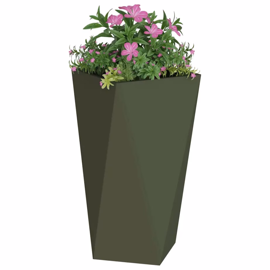Terasest taimekastid, 2 tk, oliivroheline, 40 x 40 x 75 cm – 3