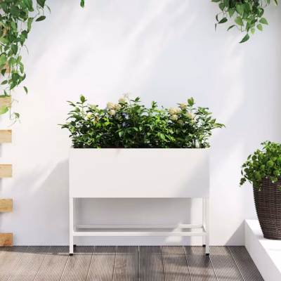 Terasest tõstetud aiataimelava, valge, 60 x 26 x 45 cm