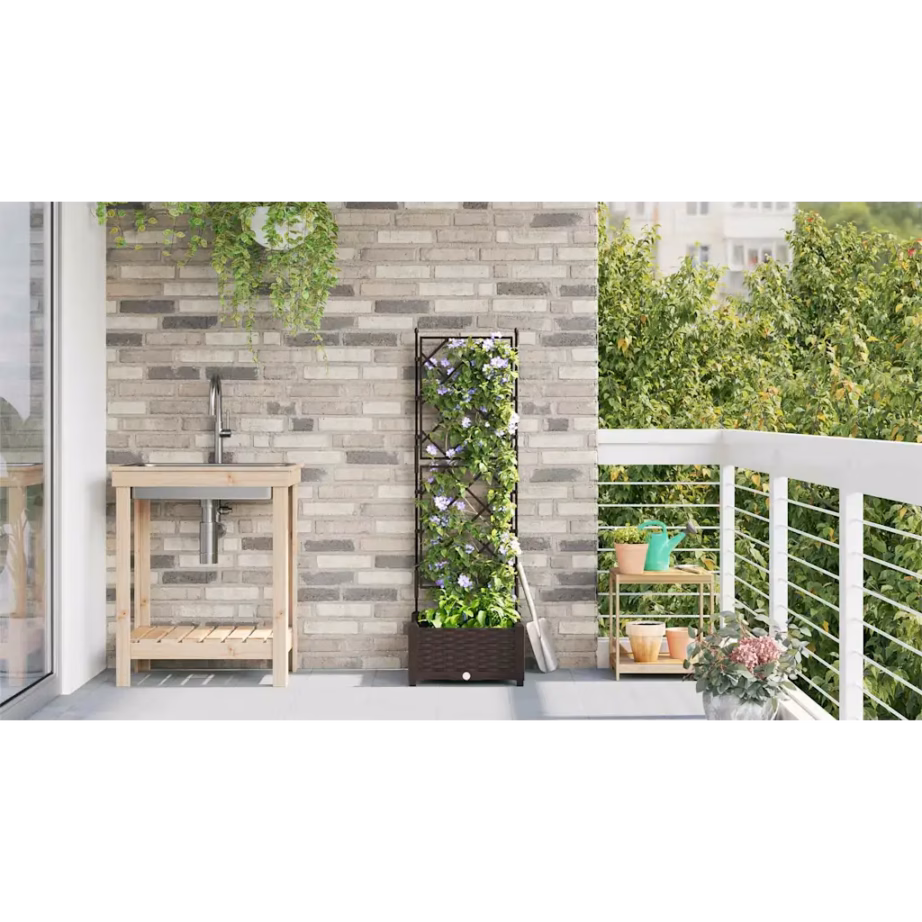 Pruun terasest trellisega aia istutuspott, 40 x 40 x 125,5 cm – 4