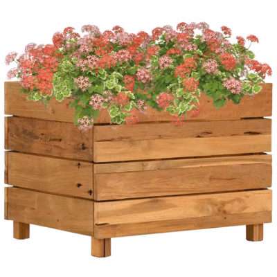 Tiigipuust peenrakast terasest riiuliga, pruun, 50 x 40 x 38 cm