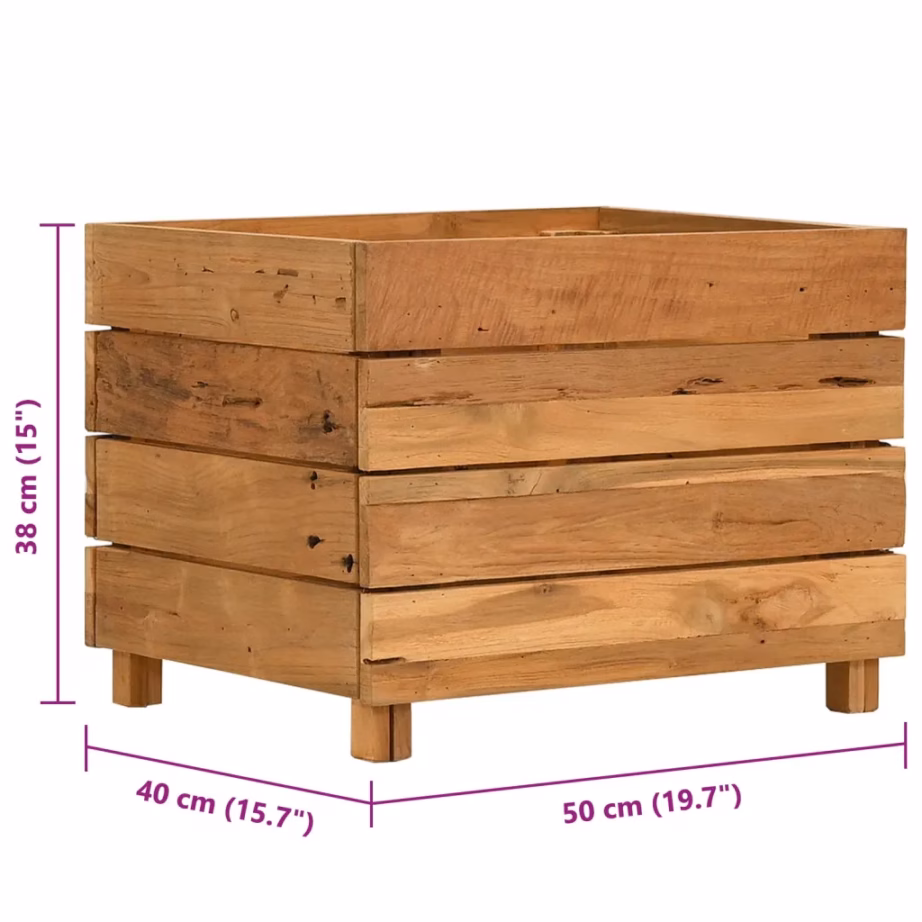 Tiigipuust peenrakast terasest riiuliga, pruun, 50 x 40 x 38 cm – 8