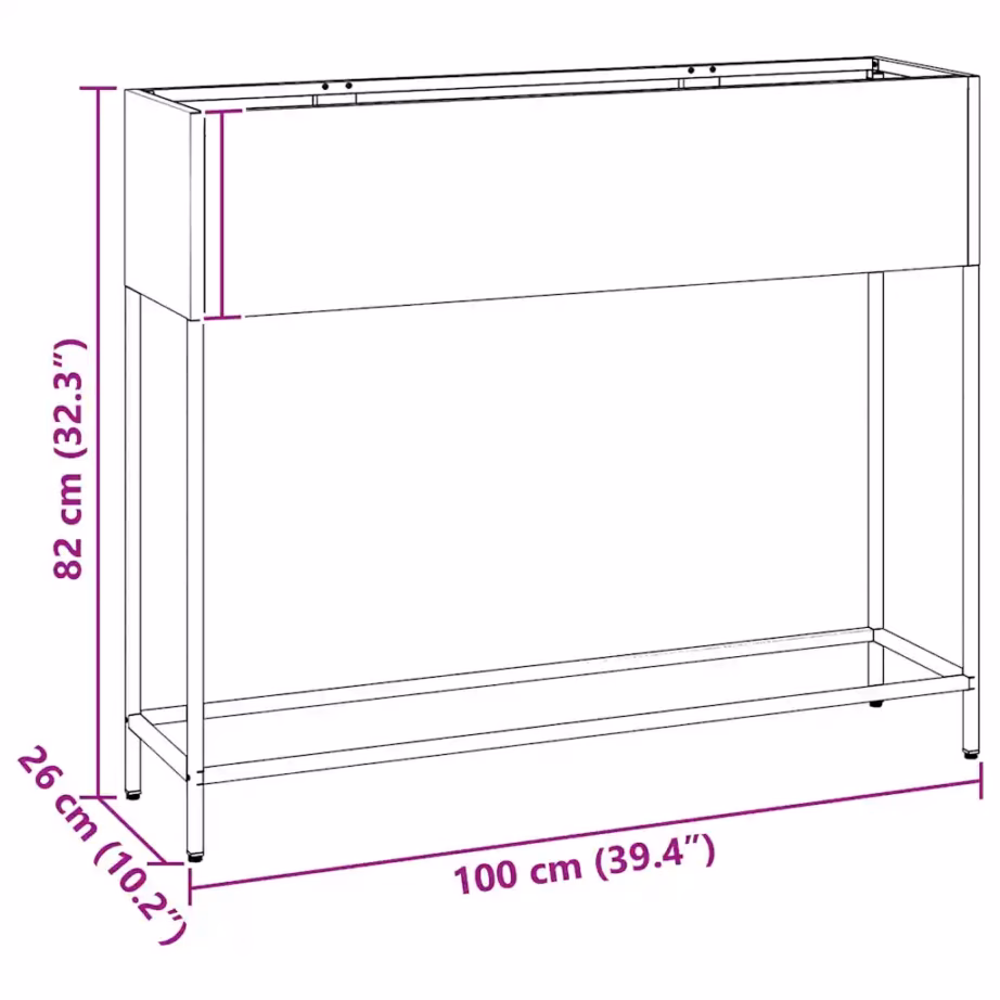Tõstetud aiataimelava, must teras, 100 x 26 x 82 cm – 12
