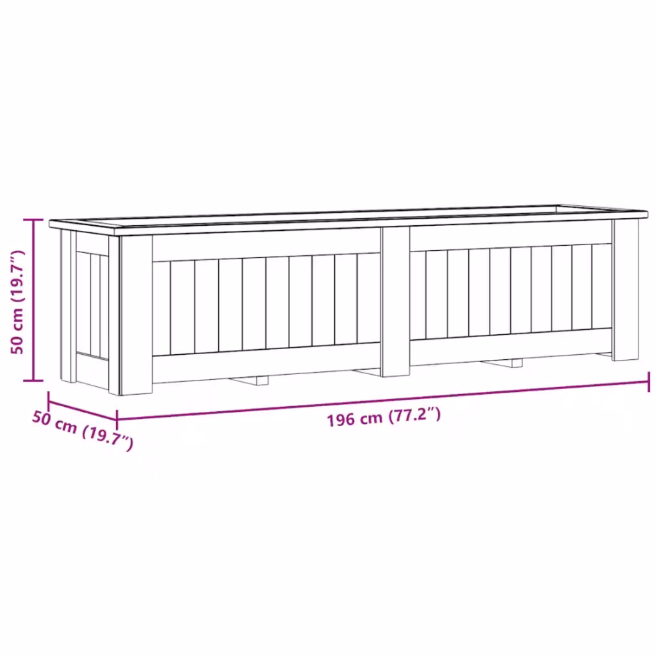 Tõstetud peenar aeda ja terrassile, roheimmutatud männipuidust, 196 x 50 x 50 cm – 10