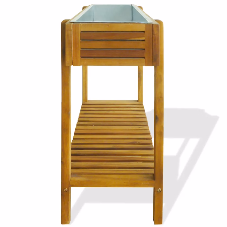 Tõstetud taimelava riiuliga, akaatsiapuit ja tsingitud sisekast, 90 x 30 x 75 cm – 4