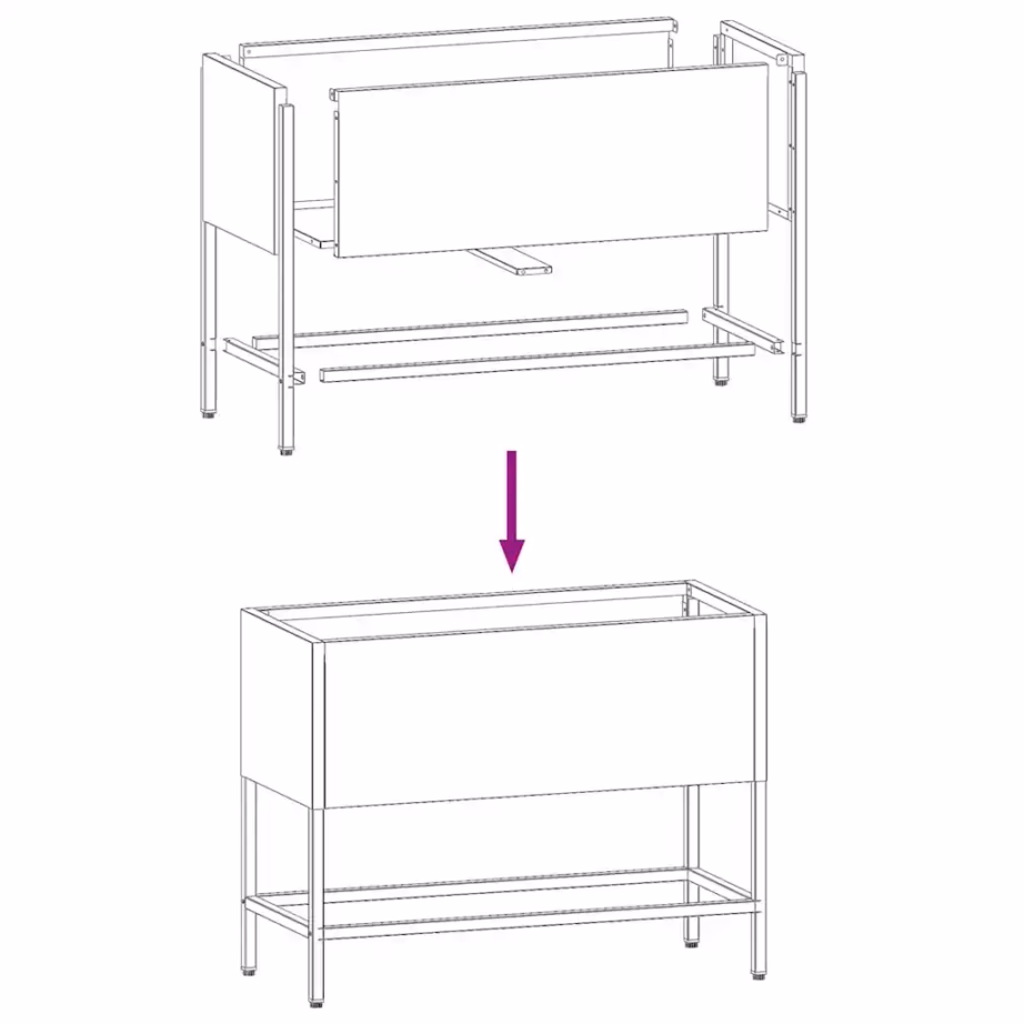 Tõstetud terasest istutuskast, antratsiit, 60 x 26 x 45 cm – 10