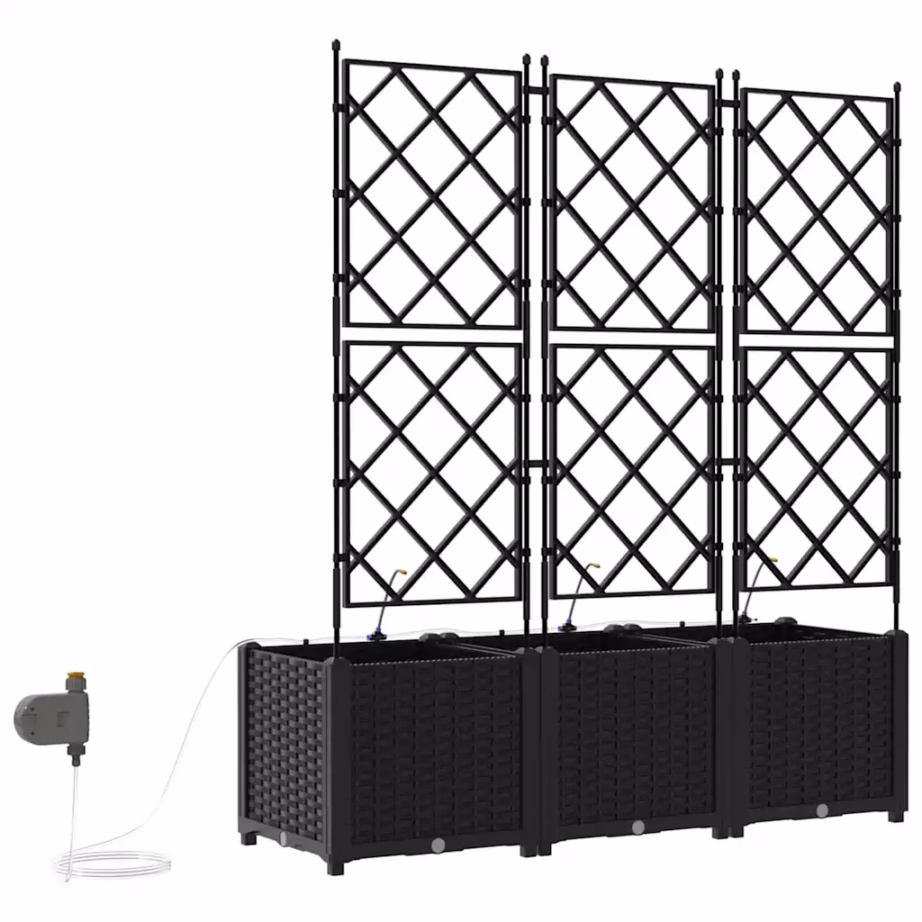 3-osaline trellisega aia istutuskast, must teras, 120 x 40 x 142 cm – 8